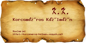 Korcsmáros Kálmán névjegykártya