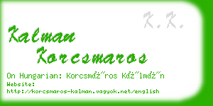 kalman korcsmaros business card